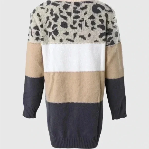 Chicme Women’s Crochet Patchwork V Neck Long Pullover Sweater - Size Small - Picture 4 of 10